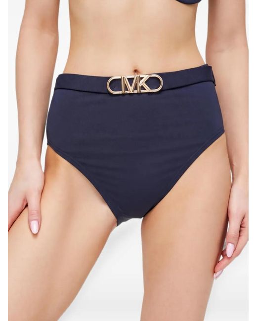 MICHAEL Michael Kors Blue Logo-Plaque Bikini Bottoms