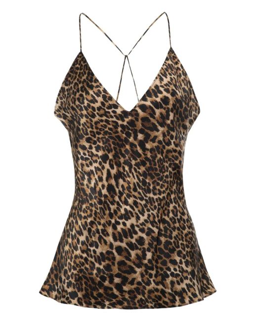 Nili Lotan Black Emile Top mit Leoparden-Print