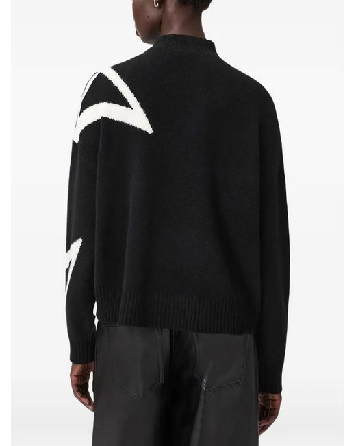 AllSaints Black Pull A Star À Col Roulé