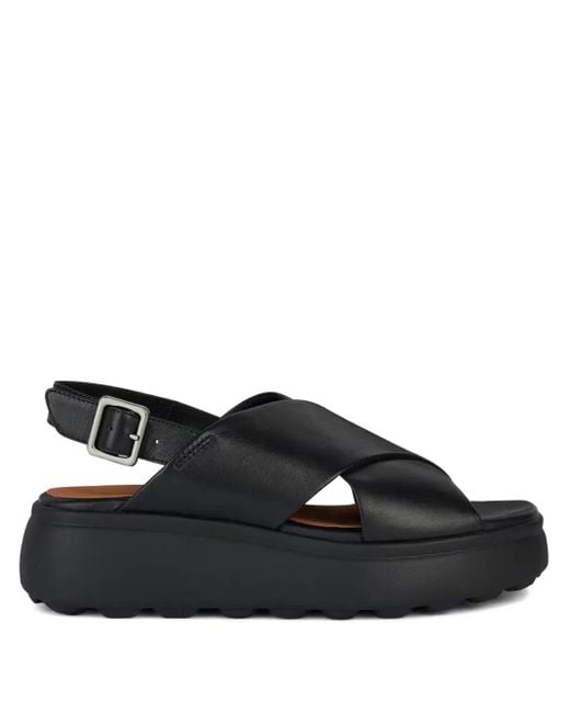 Geox Black Spherica Ec4.1 S Platform Sandals