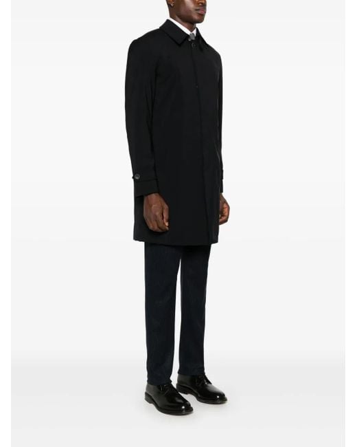 Herno Black Logo Plaque Coat for men
