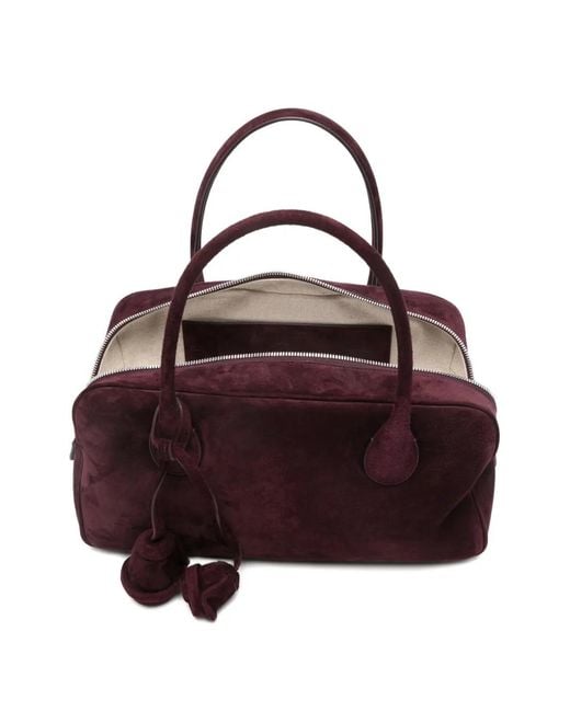 Magda Butrym Purple Brigitte Flower-Charm Suede Tote Bag