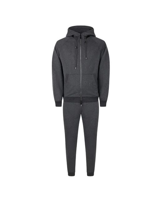 Moorer Black Zip-Up Hooded Tracksuit for men