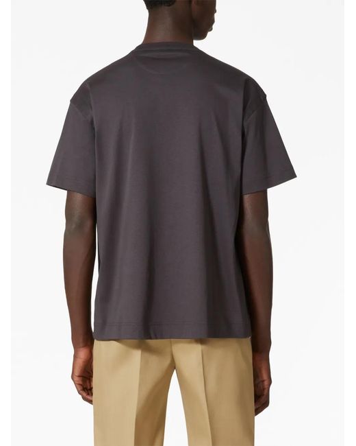 Valentino Garavani Black Logo-Appliqué Cotton T-Shirt for men