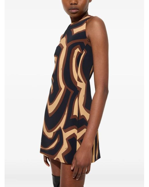Emilio Pucci Black Mini Dress With "Labyrinth" Print