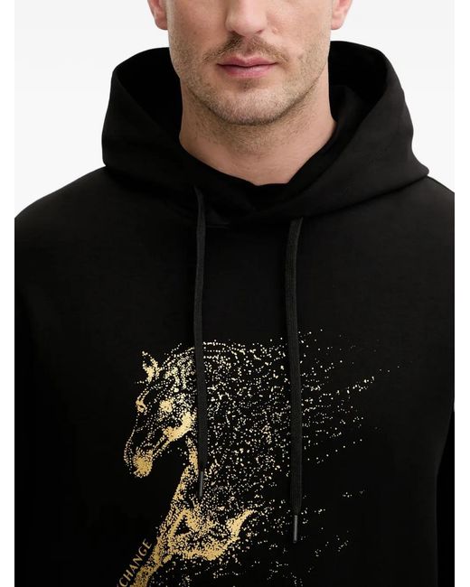 ARMANI EXCHANGE Black Graphic Hoodie for men