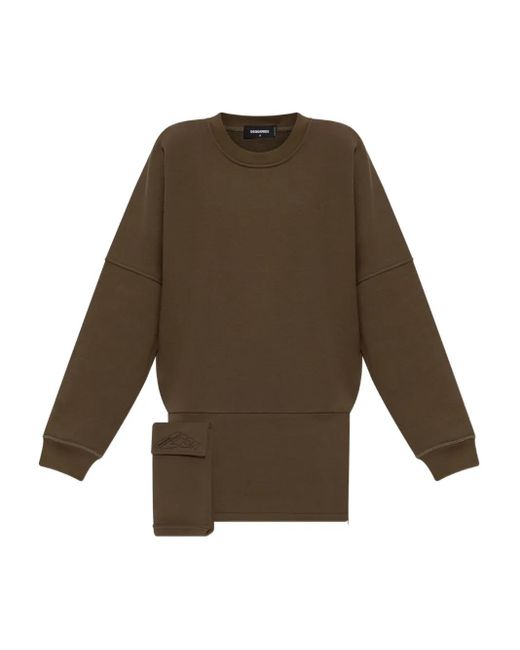 Vestido estilo sudadera con dobladillo asimétrico DSquared² de color Natural