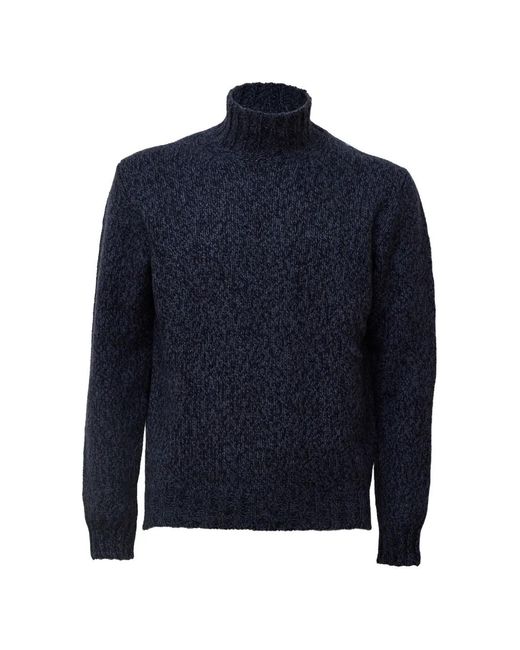 Fedeli Blue Chunky-Knit Alpaca Sweater for men
