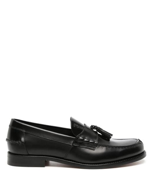 Tod's Black Tassel-Embellished Leather Loafers for men
