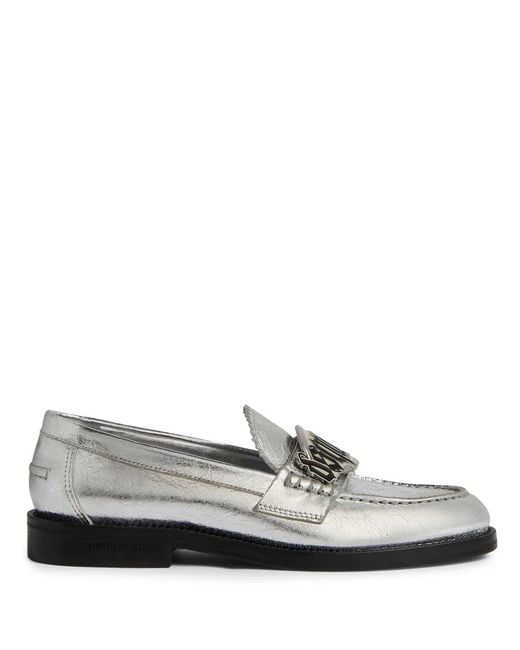 DSquared² White Gothic Metallic-Finish Leather Loafers