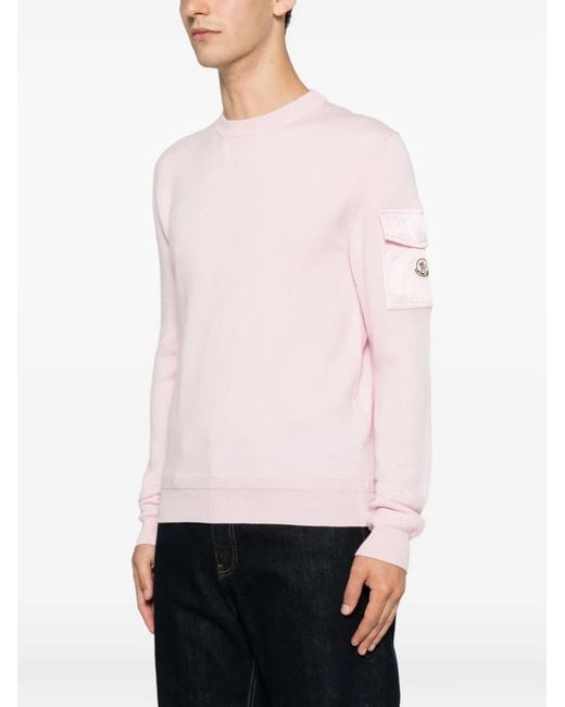 Moncler Pink Logo-Patch Sweater for men