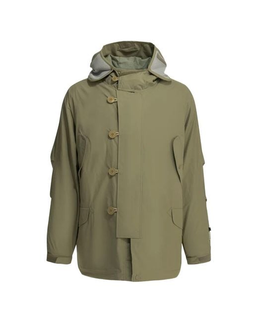 Daiwa Pier39 Green Hooded Toggle-Fastening Coat for men