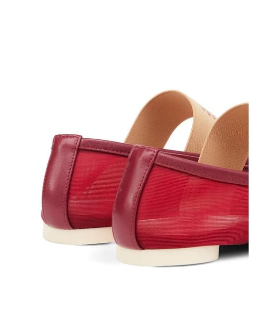 MM6 by Maison Margiela Red Numeric-Strap Anatomic Ballet Flats