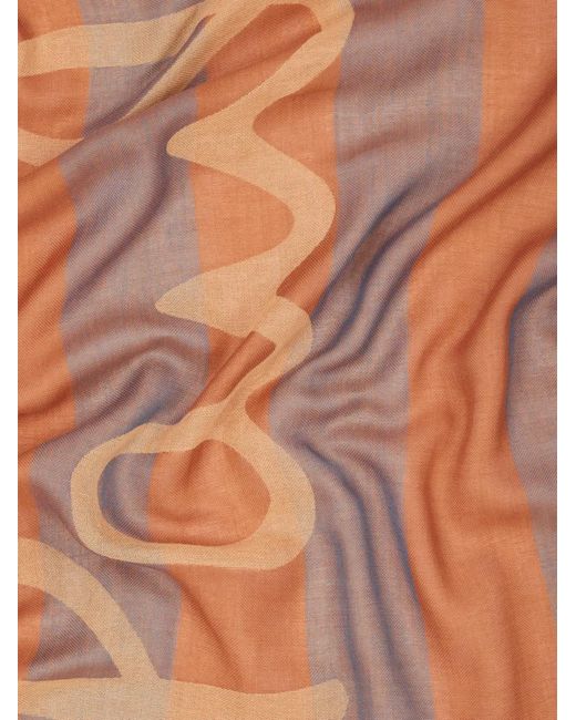 Paul Smith Brown Striped Logo-Print Scarf