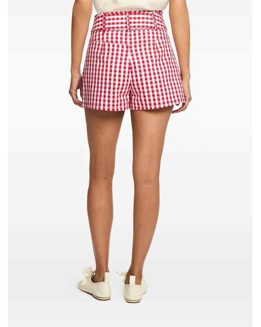 Cinq À Sept Red Allie Gingham Mini Shorts