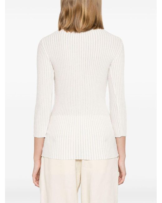 Elisabetta Franchi White Ribbed-Knit Jumper