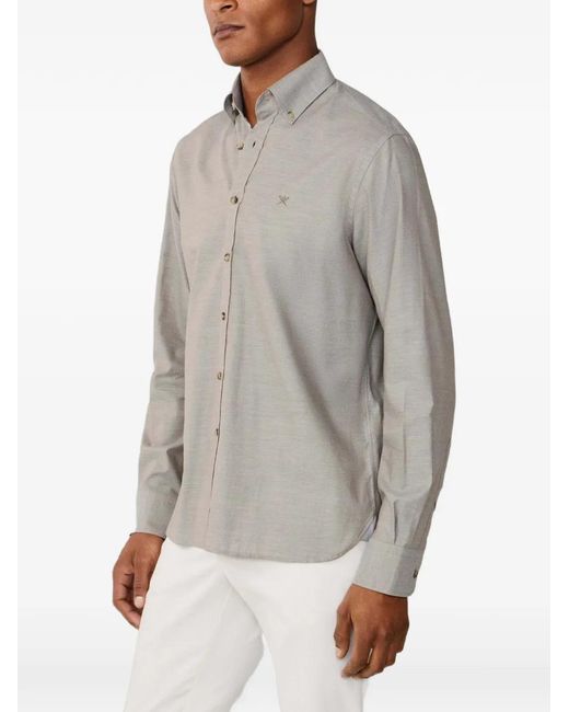 Hackett Gray Herringbone Flannel Shirt for men