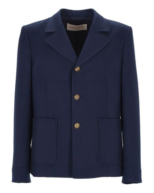 Valentino Garavani Blue Button-Down Blazer for men