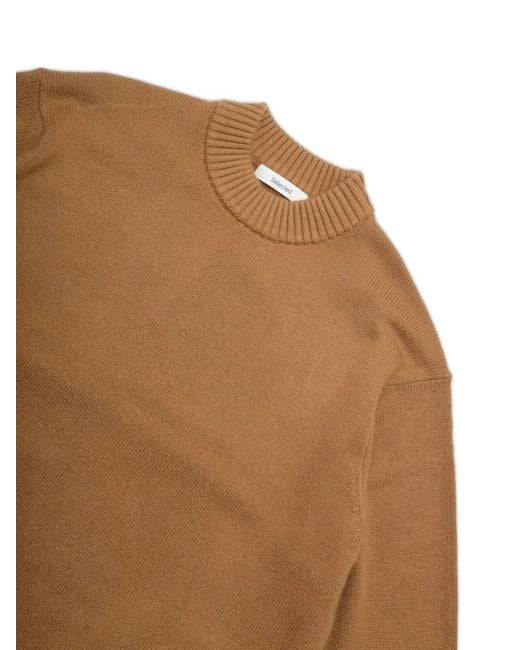 SELECTED Brown Ribbed Crew-Neck Sweater for men