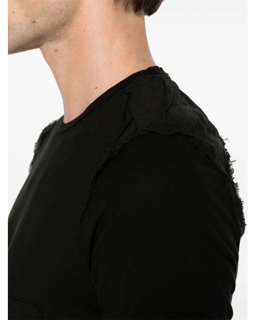 Masnada Black Distressed Cotton T-shirt for men