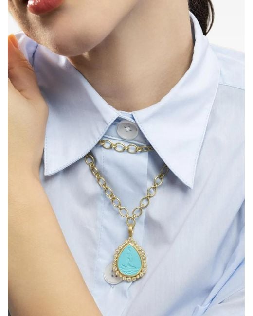 LEIGH MAXWELL Blue Pendentif Mermaid Serti De Et De Diamants