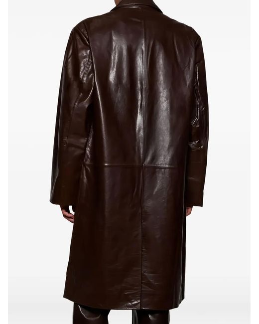 Entire studios Brown Single-Breasted Leather Coat