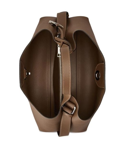 Tod's Brown Small Logo Charm Top Handle Tote Bag