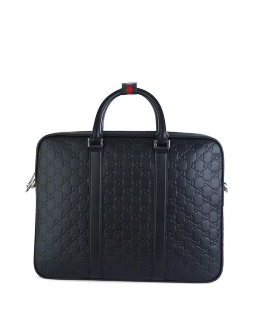 Gucci Blue Gg Embossed Handle Briefcase for men