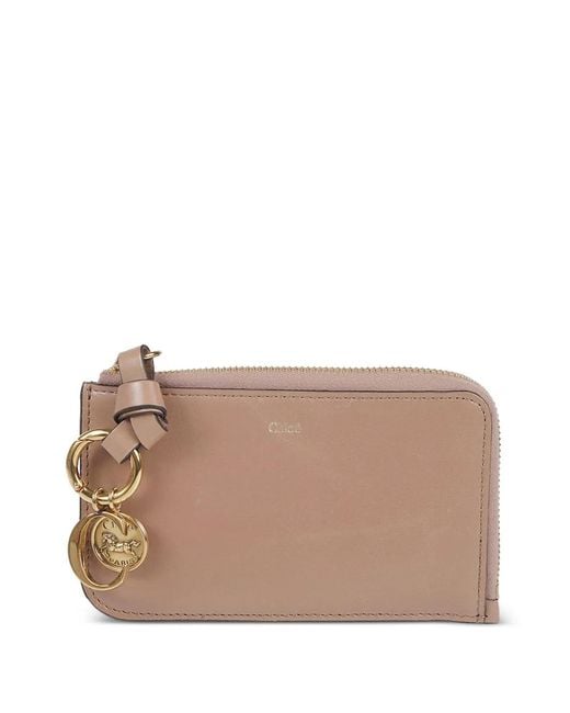 Chloé Brown Alphabet Logo-Charm Leather Wallet