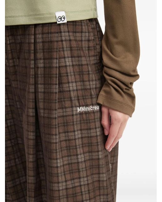 Mini Cream チェック プリーツパンツ Gray