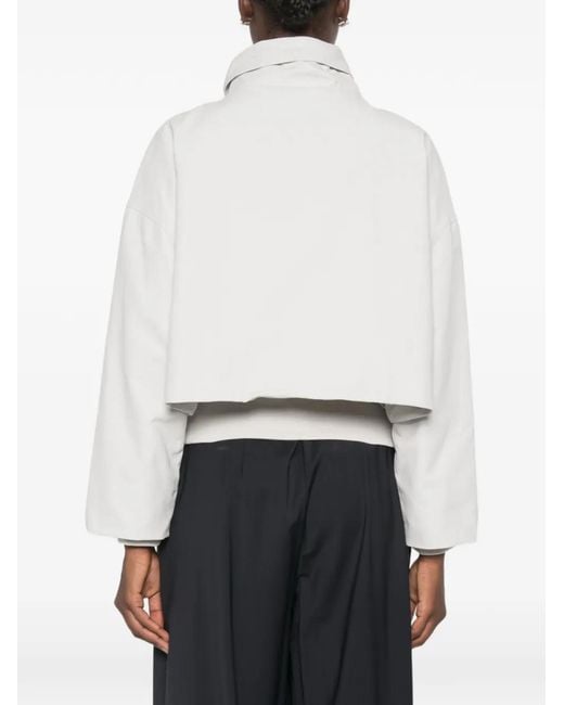 Emporio Armani White High-Neck Bomber Jacket