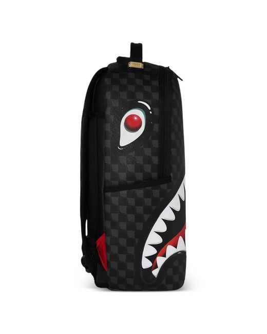 Sprayground Black Checkered Shark-Print Backpack