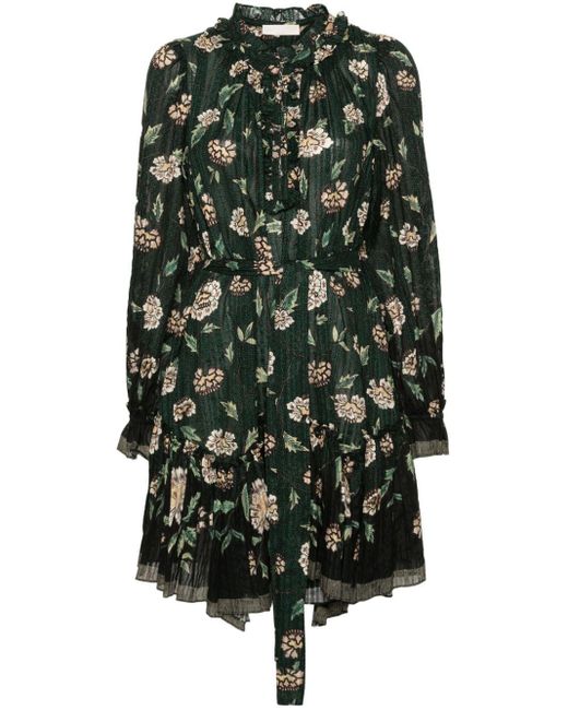 Vestido corto con estampado floral Ulla Johnson de color Green