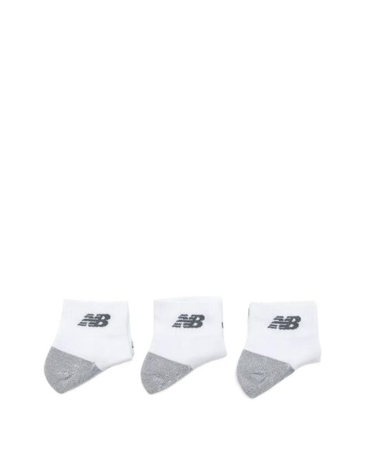 New Balance White Chaussettes À Logo