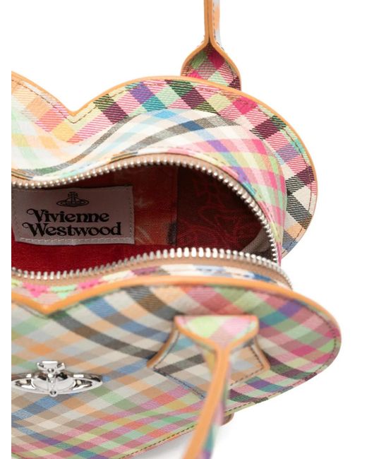 Vivienne Westwood White Josephine Heart Plaid Tote Bag