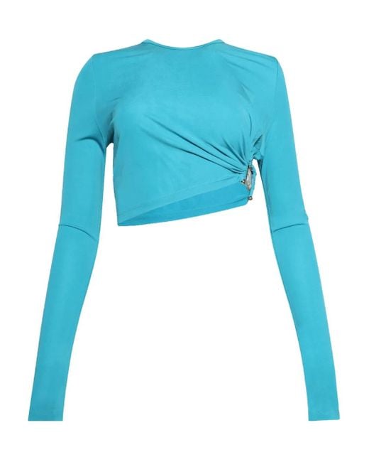 Christopher Esber Blue Bezel Quartz Twist-Detail Long-Sleeve Top