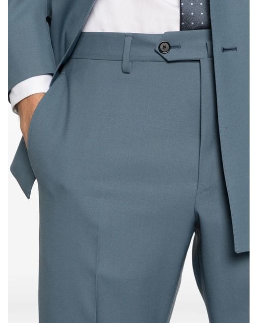 Caruso Blue Double-Breasted Tailored Suit for men