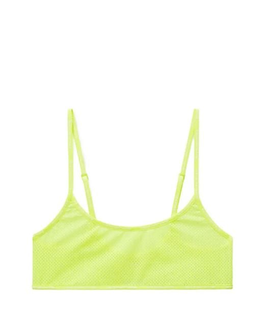 Alexander Wang Yellow Logo-Trim Mesh Bra