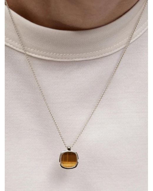 Monica Vinader White Tiger's Eye Pendant Necklace