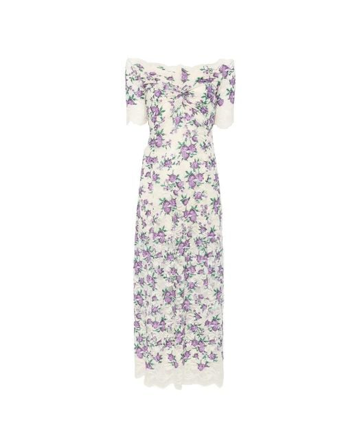 Rabanne White Floral-Embroidered Lace-Texture Midi Dress