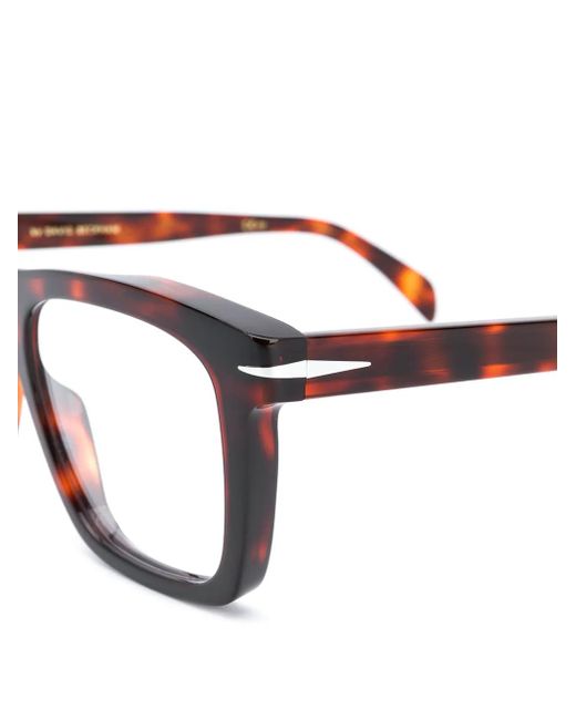 David Beckham Brown Rectangular Frame Tortoise-Shell Glasses