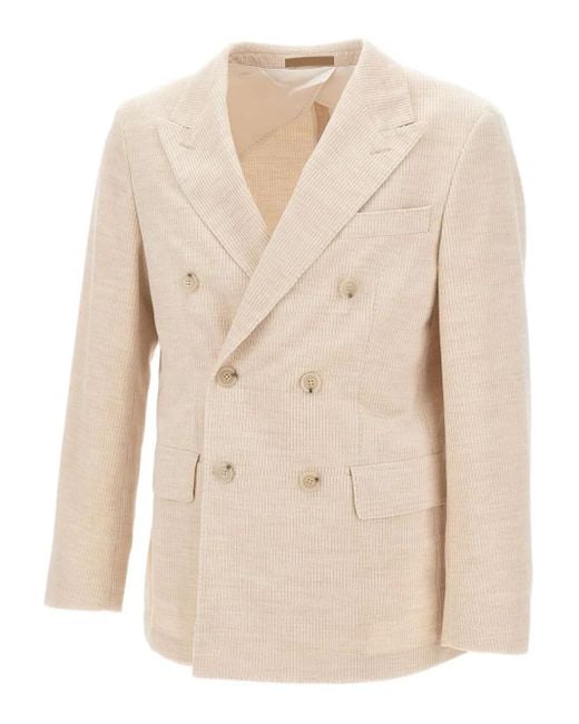Boss Natural Double-Breasted Corduroy Blazer for men