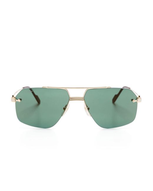 Cartier Green Pilot-frame Sunglasses