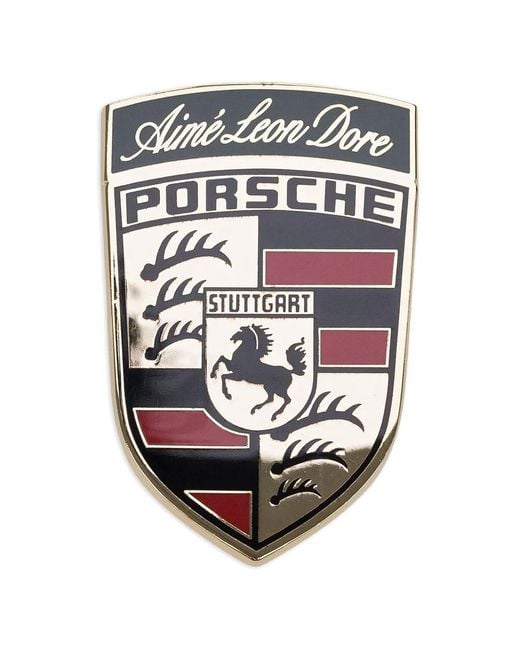 Aimé Leon Dore Gray X Porsche Crest-Detail Grille Badge for men
