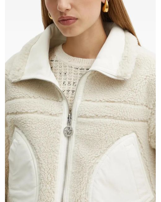 Guess White Borg Jacke Aus Faux Fur Mit Fleece