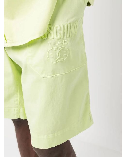 Moschino Yellow Embroidered-Logo Detail Shorts for men