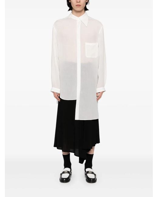 Yohji Yamamoto White Cellulose Loan Unbalanced Collar Shirt for men