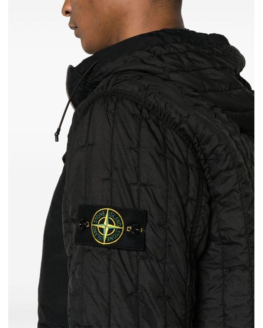 Stone Island Black Compass-badge Quilted Jacket for men