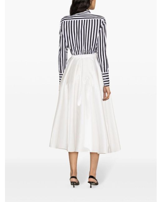 Atu Body Couture White Satin Full Midi Skirt