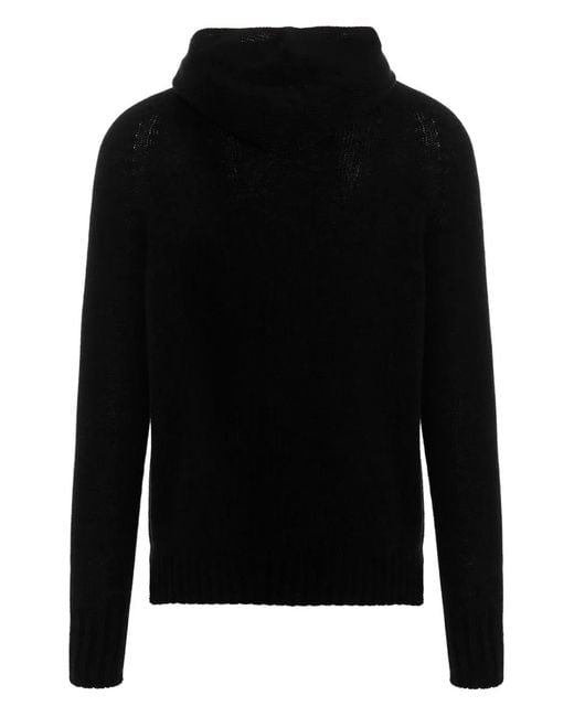 Ma'ry'ya Black Hooded Side-Split Sweater for men